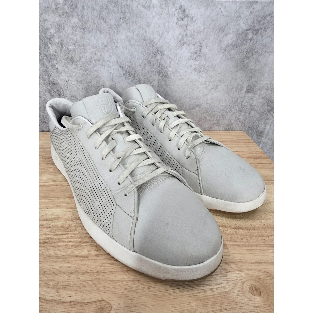 Cole Haan GrandPro Tennis Shoes Mens 13 M Gray Perforated Leather Sneakers